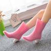Four Seasons Integrated Waterproof High Heels Women's Rain Boots with Mid Barrel Work Slope Heels Women's Rain Shoes