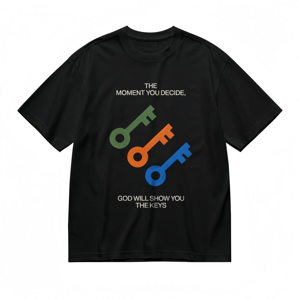 

Men s T-shirt With Minimalist Keys Motif Graphic Unisex 100% Cotton Black Tee S