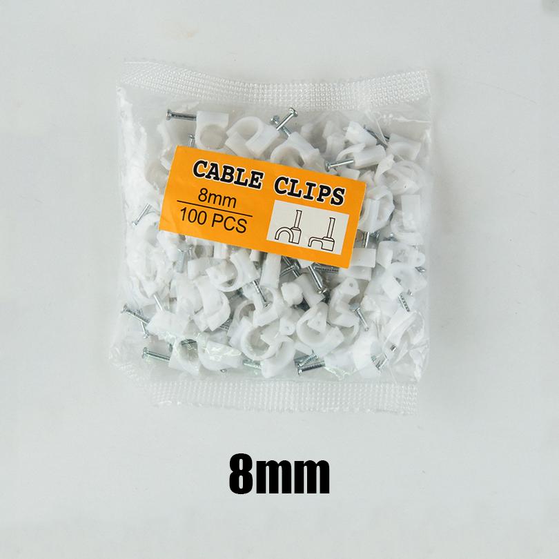 100 peças de clipes redondos para cabos de 4 mm, 6 mm, 8 mm e 10 mm para gerenciamento de cabos RG6 CAT6 RJ45, suporte para abraçadeiras de fios elétricos, clipes circulares para cabos