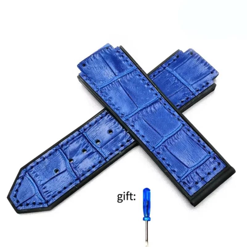 Genuine leather Watch Strap For HUBLOT Big Bang Series Bottom silicone Watch Bracelet 25mm-19mm Men's Accessories
