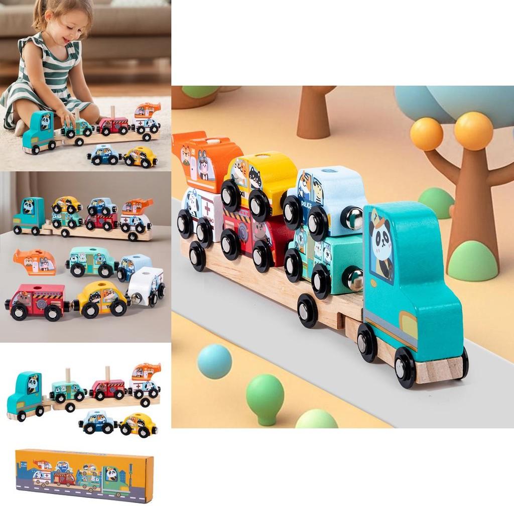 Wooden Animal Pattern Magnetic Car Building Block Children Puzzle Toy Set For Early Education And Cognitive Development