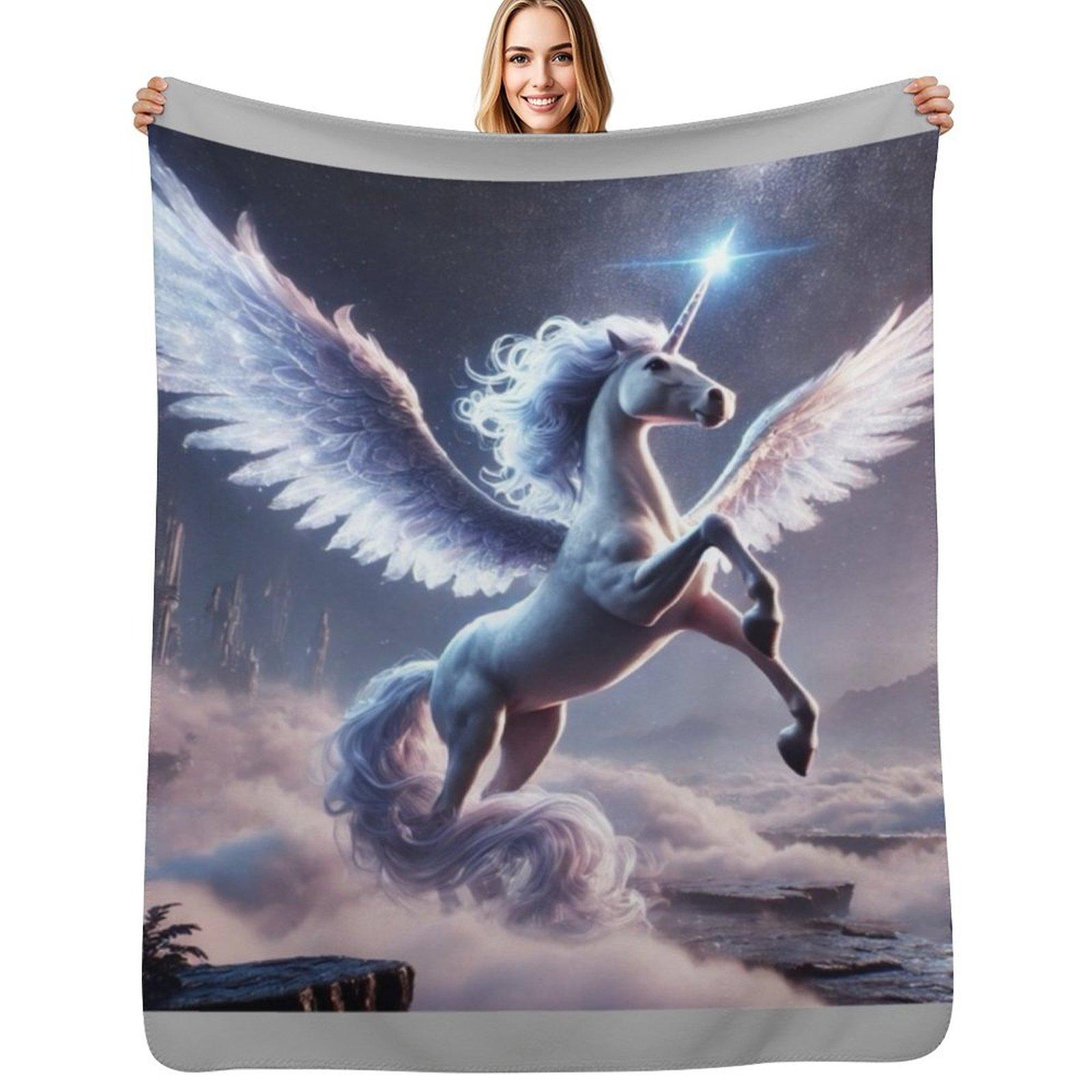 

Mystical Alicorn Hybrid in Enchanted Realm Fantasy Creature Art Throw Blanket Outdoor Soft Blanket for Picnic Beach Camping 102x76cm(40x30in)