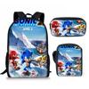 Sonic Sonic Primary School Bag Three-Piece Set, Animation Cartoon Backpack, Shoulder Bag Pencil Case