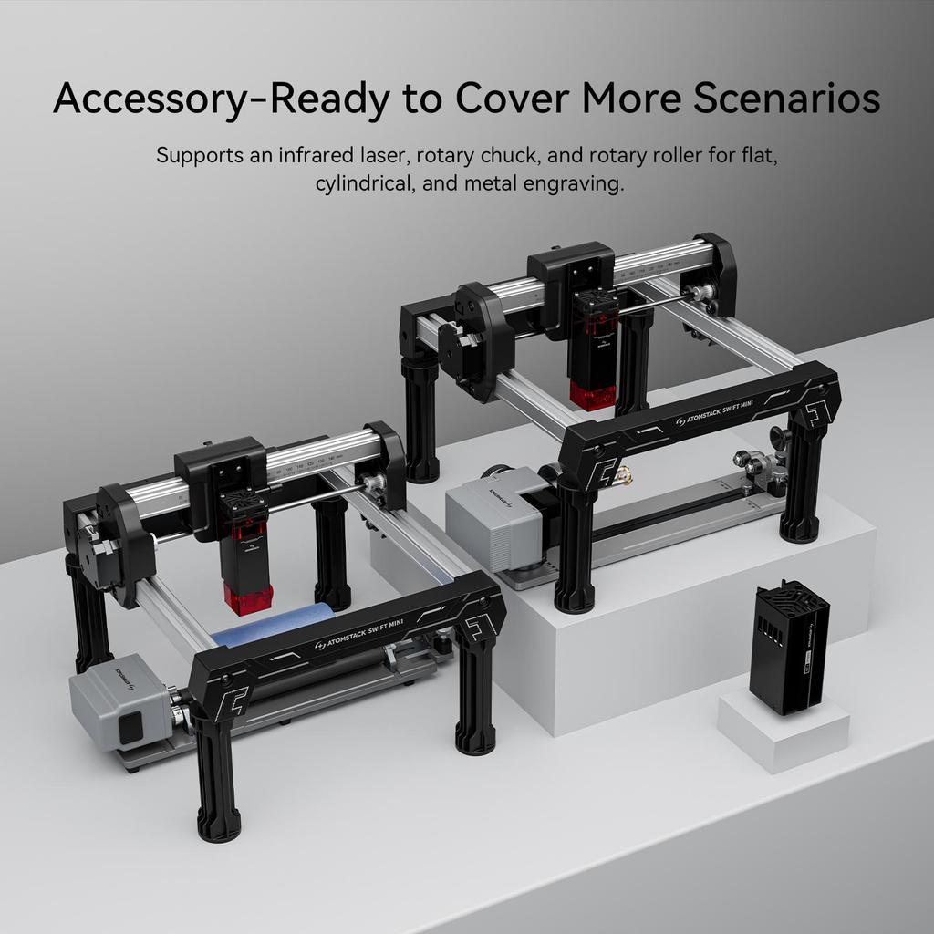 ATOMSTACK Swift Mini 3W Laser Engraving Machine,135×145mm Engraving Area,0.04*0.04mm Laser Spot,Positioning Accuracy 0.1 mm