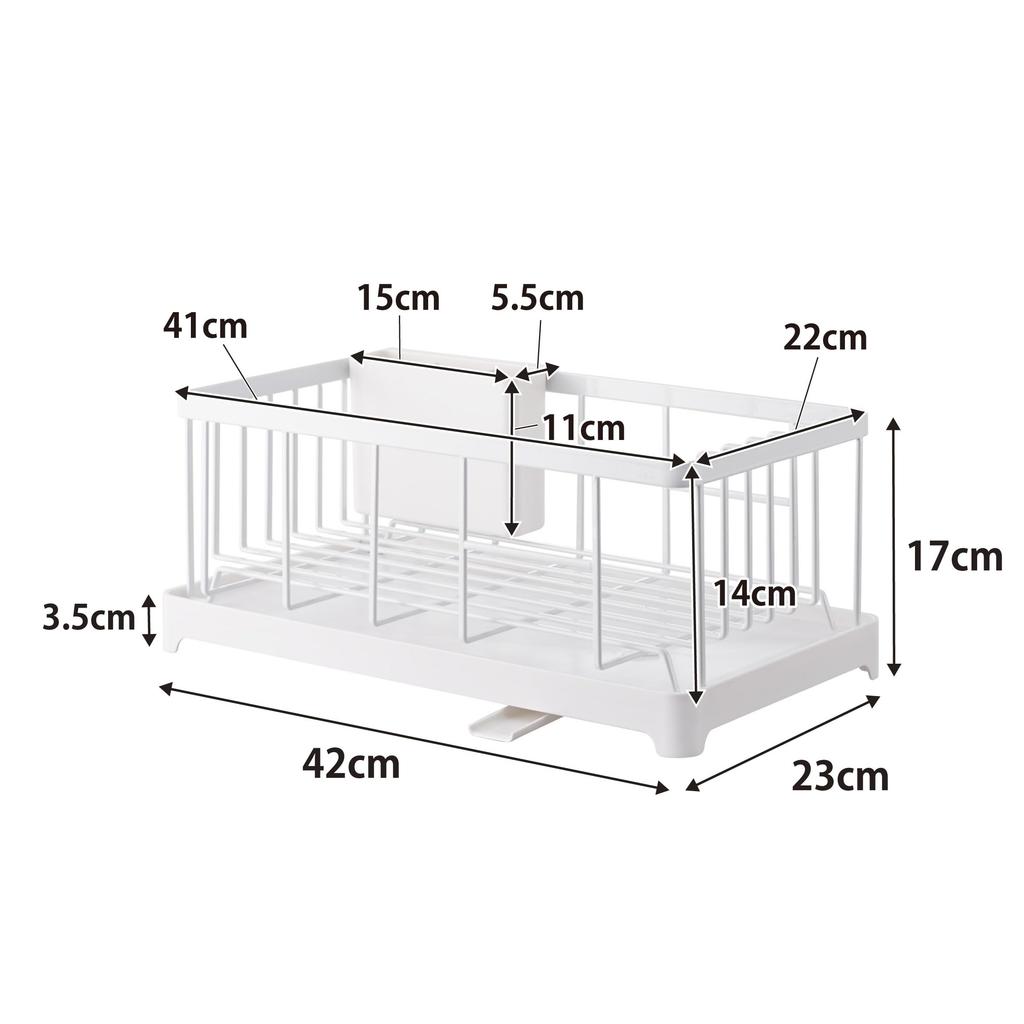 Yamazaki Industrial Co., Ltd. Tower Dish Drainer, White, Wire Drainer Basket, Approx. W42 x D23 x H17cm (2875)