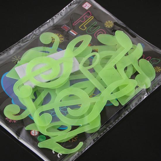 

15шт Рождественская музыкальная нота светится в темноте стикер на стену 15pcs зелёный