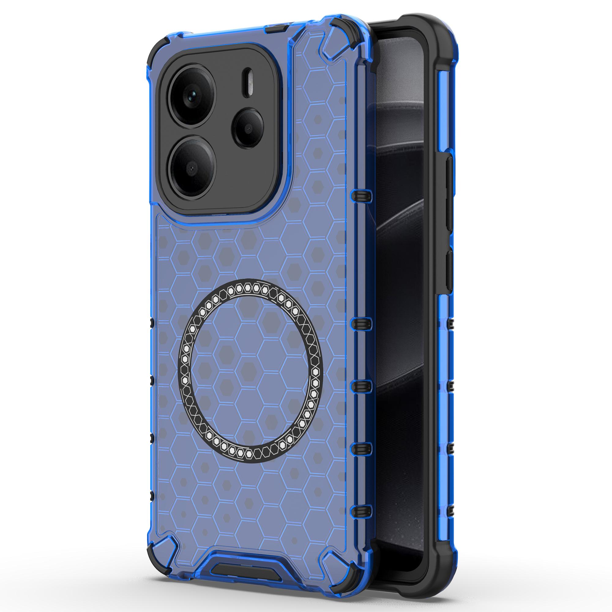 

For Xiaomi Redmi Note 14 4G (163.25mm) Case Compatible with MagSafe Honeycomb Design TPU+PC Phone Cover Blue