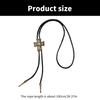 Vintage Faux Leather Cord Bolo Tie with Turquoises Crosses Pendant Adjustable Chain Necktie Necklace for Western Fashion
