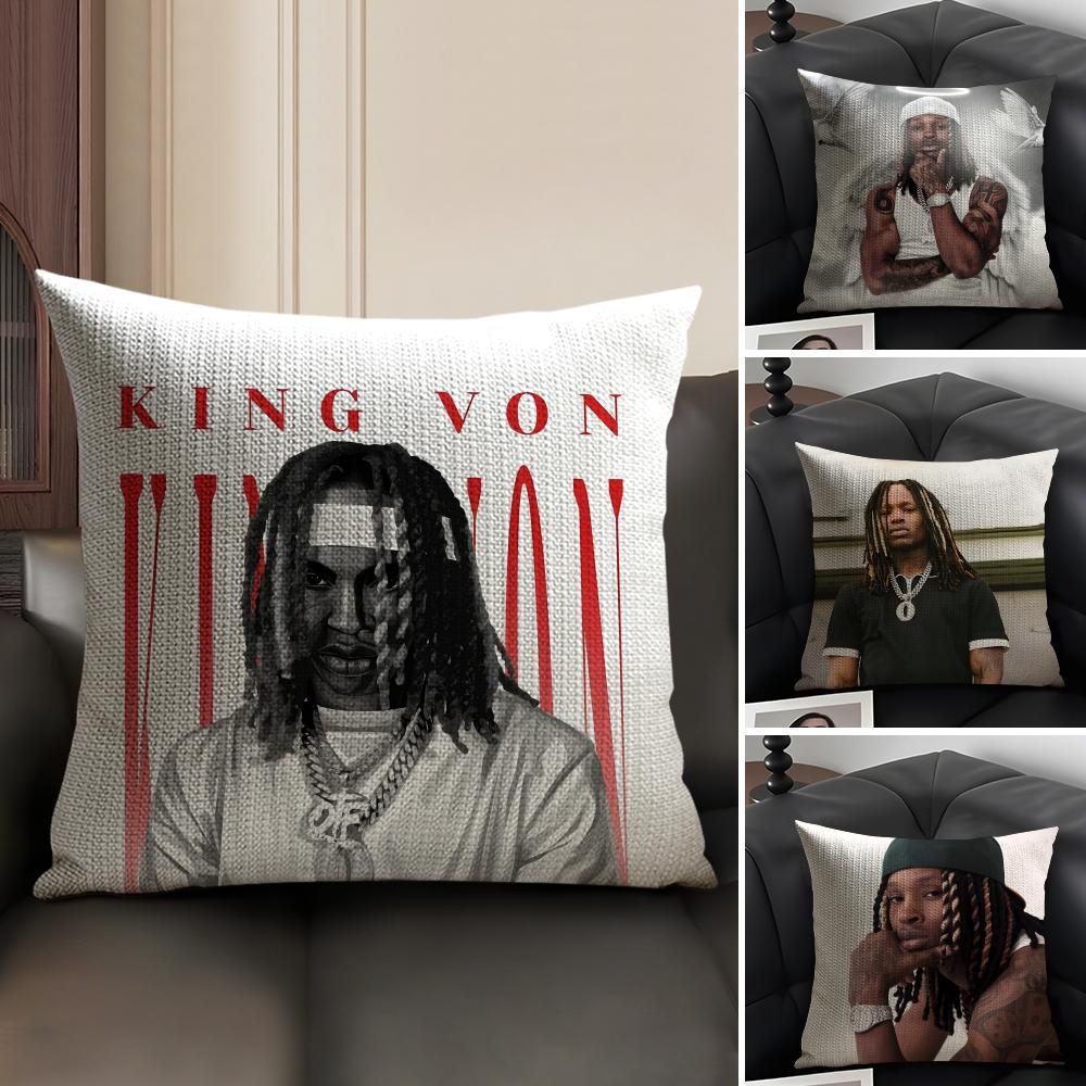 K-King Vonn Rapper Cushion Cover Natural Linen Organic Fabric Double-Sided Printing Sofa Home Decor Gift Pillow Case