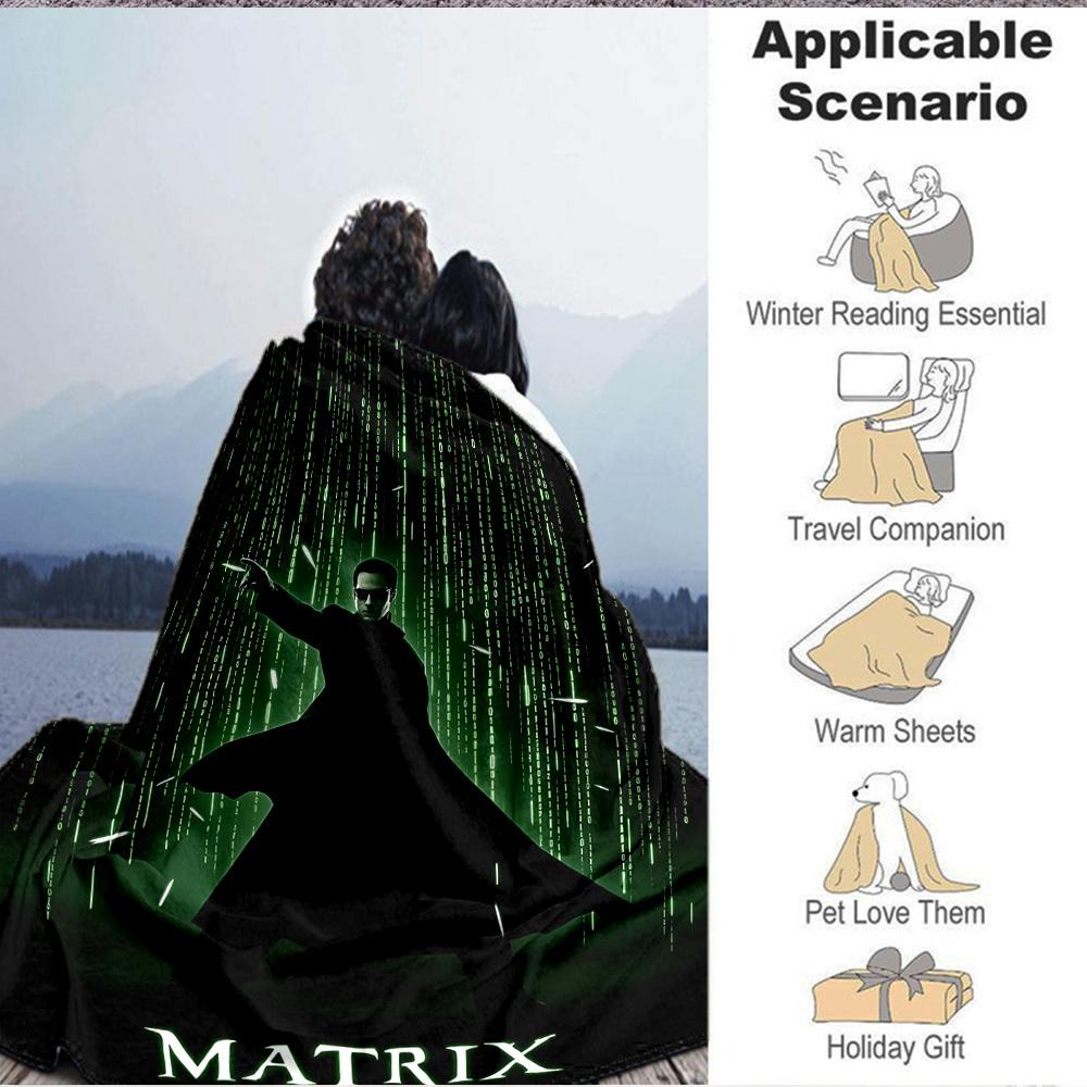 1pc The Matrix Flannel Throw Blanket - HD Printed Lightweight Soft Warm All-Season Blanket for Sofa, Bed, Travel, Camping 026