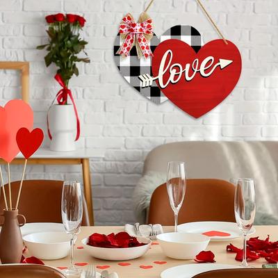 Valentine's Day Double Heart Wooden Hanging Ornament - Custom Door Sign Wall Décor, Anniversary Gift Wedding Decoration
