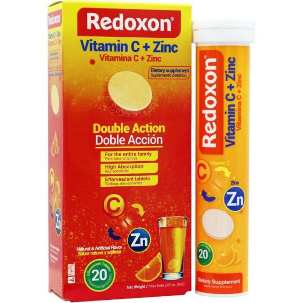 Redoxone Vitamin C + Zinc Carbonate, Helps Vitamin C and the Immune System, Orange Flavor, 20 pcs Carbonate, 80g Box