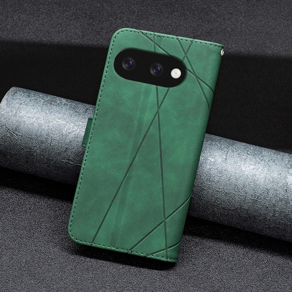 BINFEN COLOR Für Google Pixel 9a Handyhüllen Brieftasche Ständer Geometrie Geprägte Lederhülle