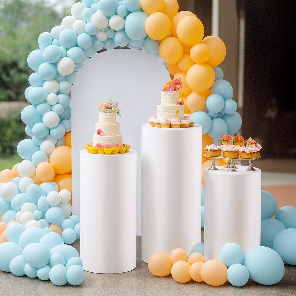 Runtowo 3Pcs Wedding Cylindrical Bucket Cover Cloth ,Wedding Party Dessert Table Covers ,Birthday Background Decoration