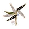 Elegant Chinese Freshwater Pearl & Bamboo Brooch with Zircon Accents - Women's Luxury Suit Accessory