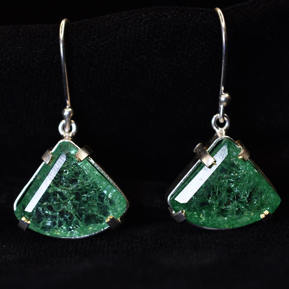 Natural Green Emerald 63 Ct CERTIFIED Fancy 925 Sterling Silver Stone Earring MY.ER-39-NS