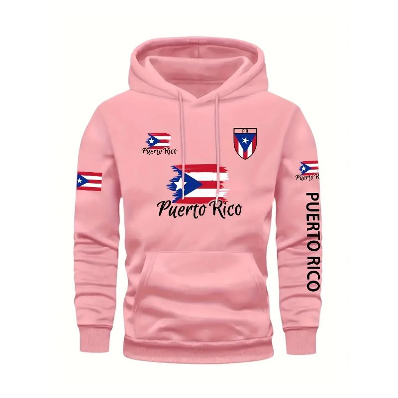 Men's Puerto Rico Flag Hoodie Casual Long Sleeve Sweatshirt Front Pocket Comfortable and Stylish for Fall/Winter