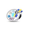 New S925 Silver Color Eggshell Painter's Palette Artist Charms Beads Fit  S925 Original Bracelets DIY Jewelry Birthday Gift