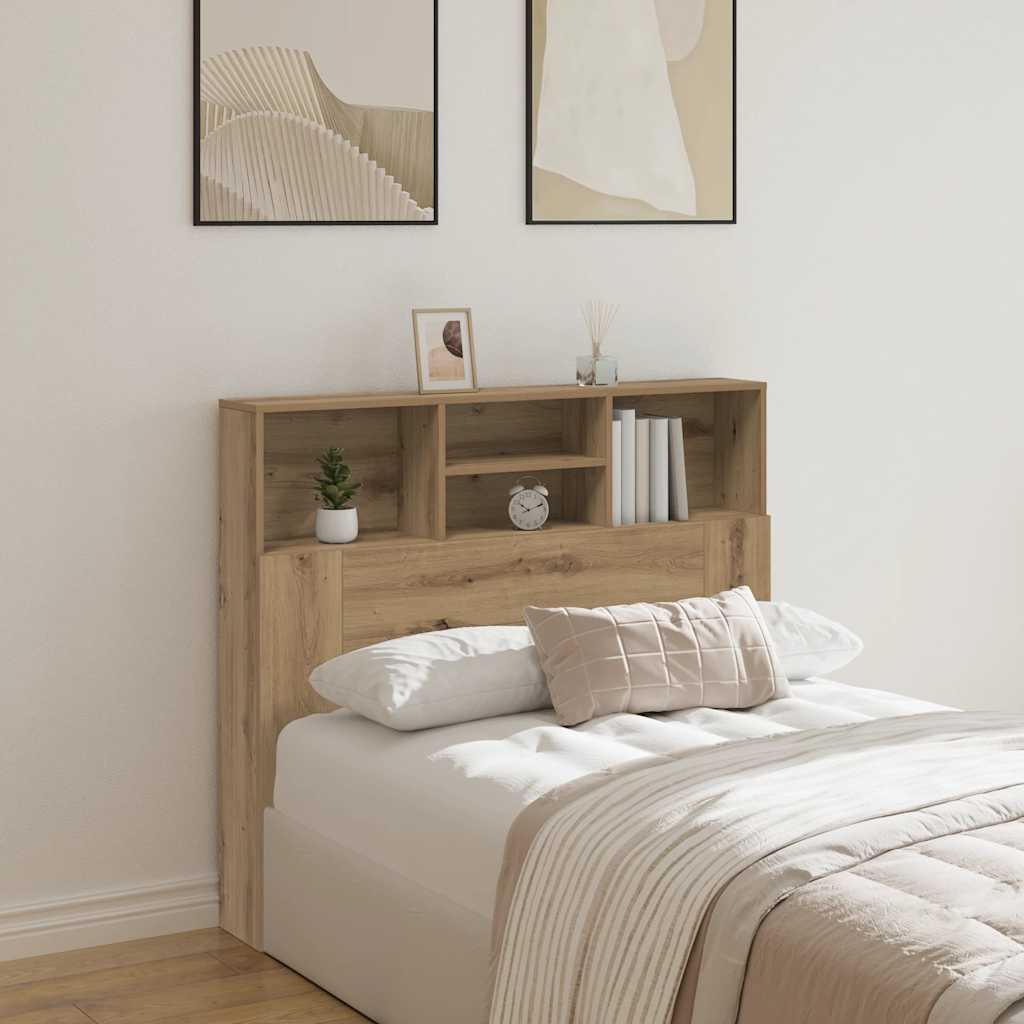 Bed Headboard with Shelves Artisan Oak 120 x 19 x 103.5 cm