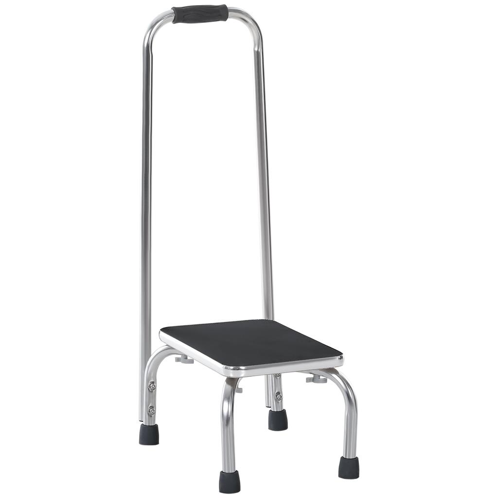 Stufe mit Haltegriff - Sichere Trittstufe - Badezimmer-Einstiegsstufe - Plattform & Rutschfeste Pads - Verzinkter Stahl
