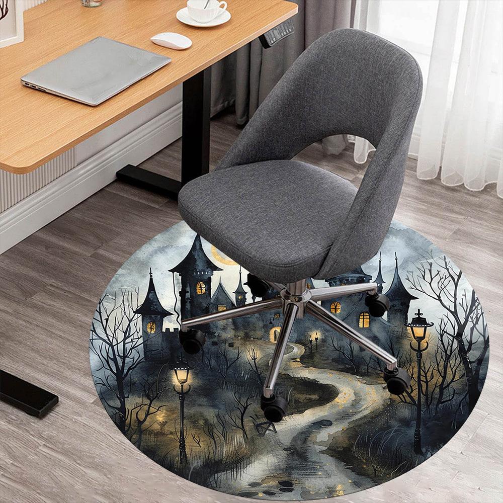 

1pc castle halloween Round Chair mat Area Rug - Non-Slip, Floor Mat for Office, Bedroom, and Indoor Decor -1002044 80cm by 80cm