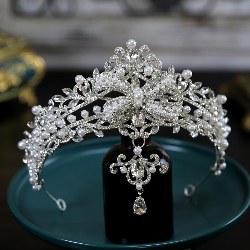 European Bridal Wedding Bow Crown Headgear Crystal Crown Headgear Main Wedding Dress Accessories