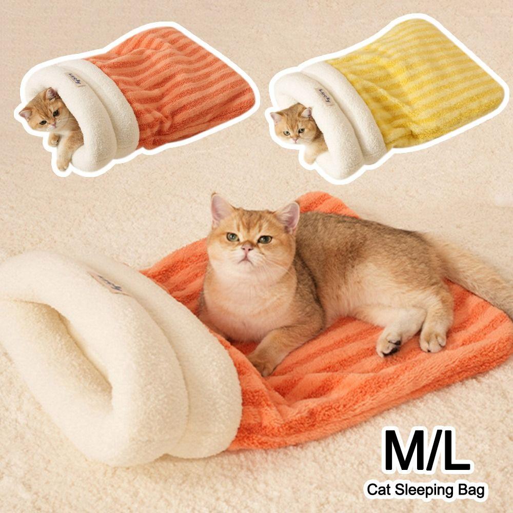 

Thickened Cat Sleeping Bag Pocket Type Cat Tunnel Nest New Kitten Quilt Bed Pet Supplies Orange/M