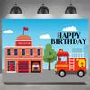 Firefighter Firetruck Theme BackgroundRed Fire Truck Children Boy Birthday Party Decor Baby Shower Photography Backdrop Props