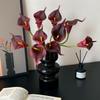 Elegant Calla Lily Faux Flower with Black Glass Vase for Living Room Decor