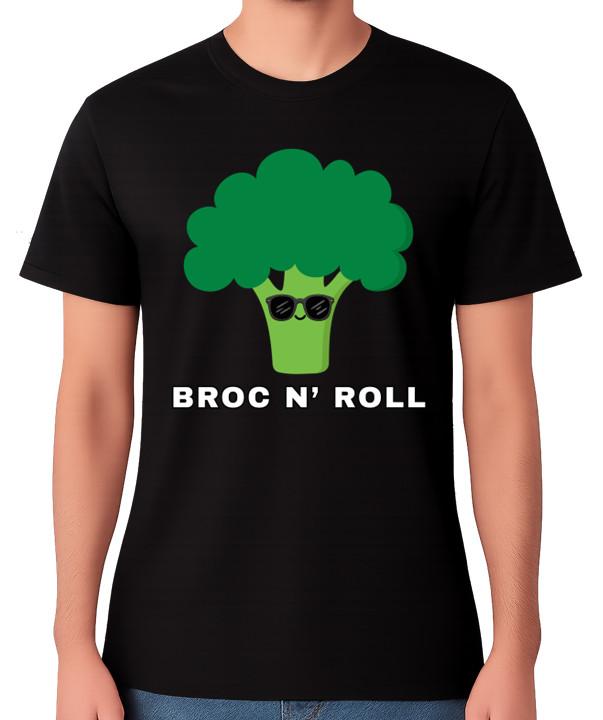 Broc N Roll T-Shirt Funny Broccoli Rock Music Pun Rock N Roll Graphic Unisex Tee S