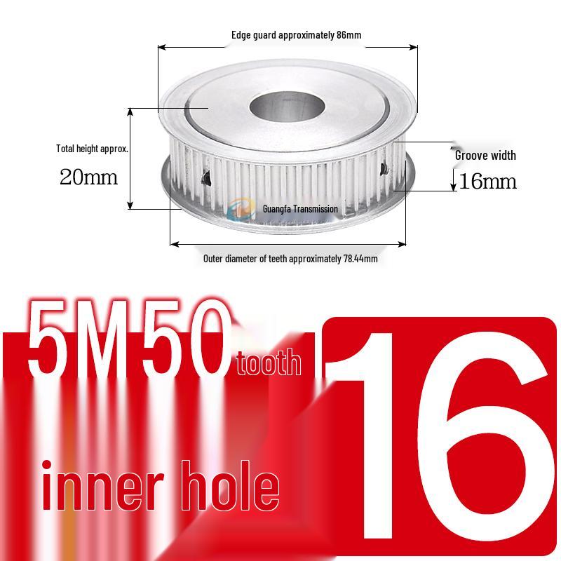 Dual-Sided Flat Timing Pulley: 5M50 Teeth, Width Options 11/16/21/27AF, Bore Size 8-30.