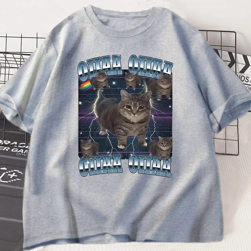 Funny Viral Oia Cat Meme Graphic T Shirts for Women Silly Cats T-shirt Oiiaa Oiiaa Cat Unhinged T Shirt Harajuku Clothes