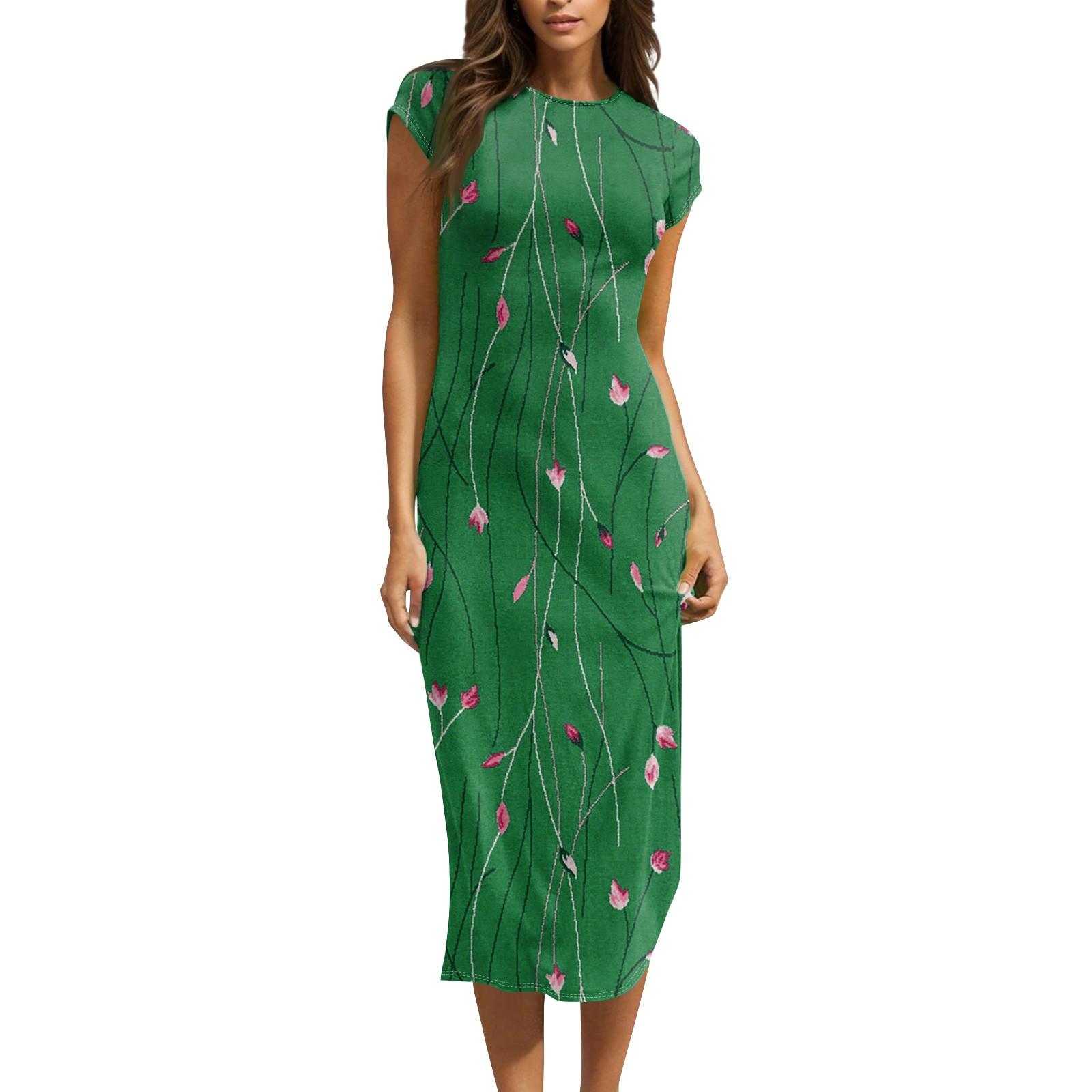 

Женские платья миди с коротким рукавом и воротником-хомут, весна-лето, вечернее платье M