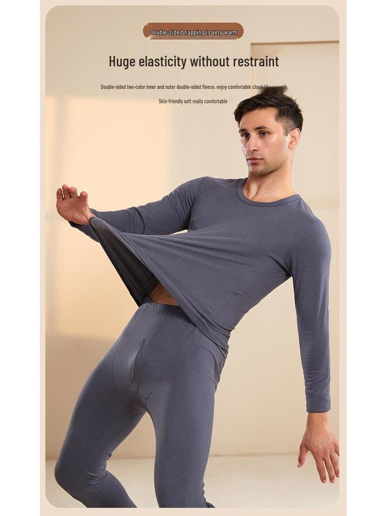 Men's and Women's Plus Velvet Thermal Underwear Set - Cashmere Silk Autumn Winter Base Layer