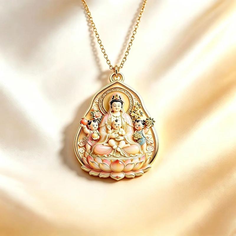 Guanyin Lion Dance Jade Rabbit Mandarin Ducks Pendant Necklace Chinese Modern Aesthetic Jewelry Fashion Gift