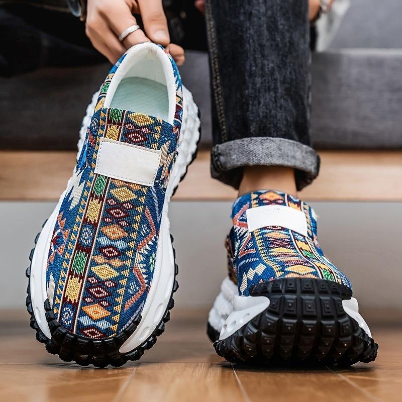 Men'S Platform Sneakers Autumn New Breathable Comfortable Vintage Casual Shoes Fashion Height Increase Outdoor Vulcanized Shoes