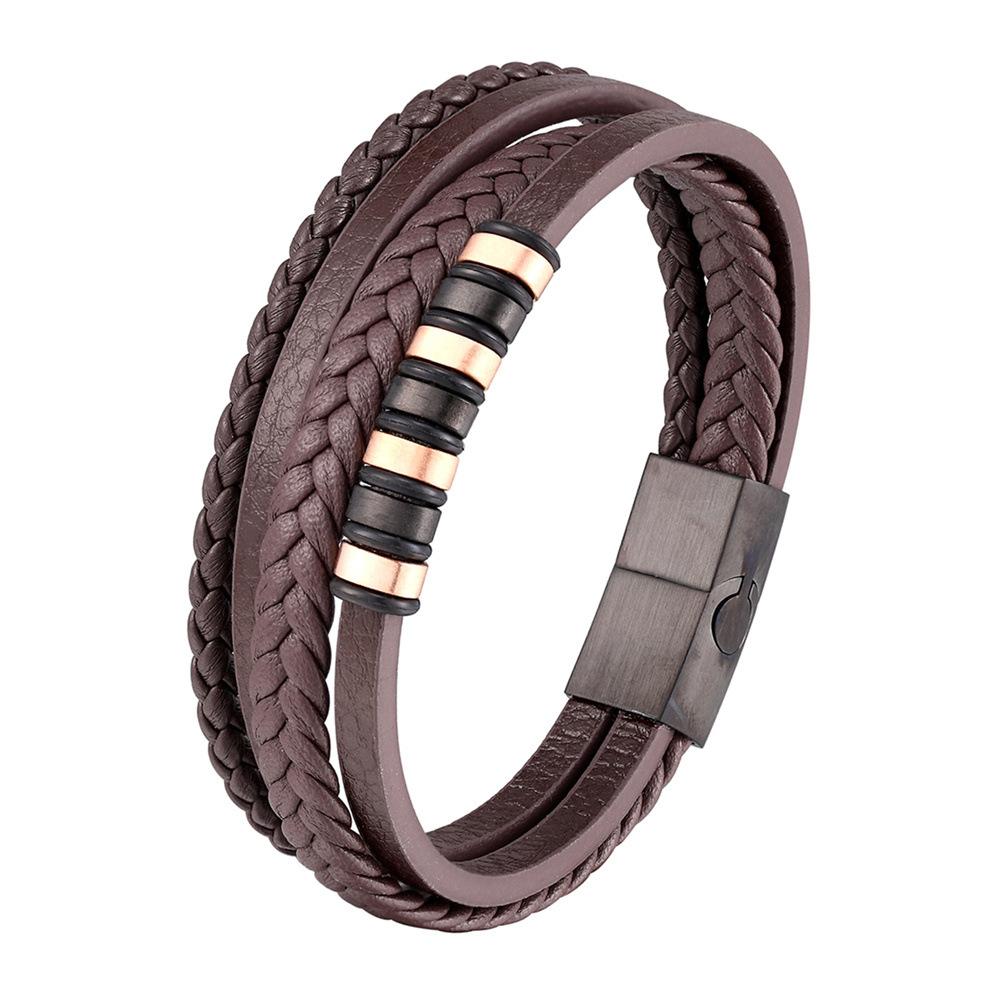 2026 Bracelet, Multi-layer Black Leather Woven Bracelet, Popular Men's Bracelet in Europe and America