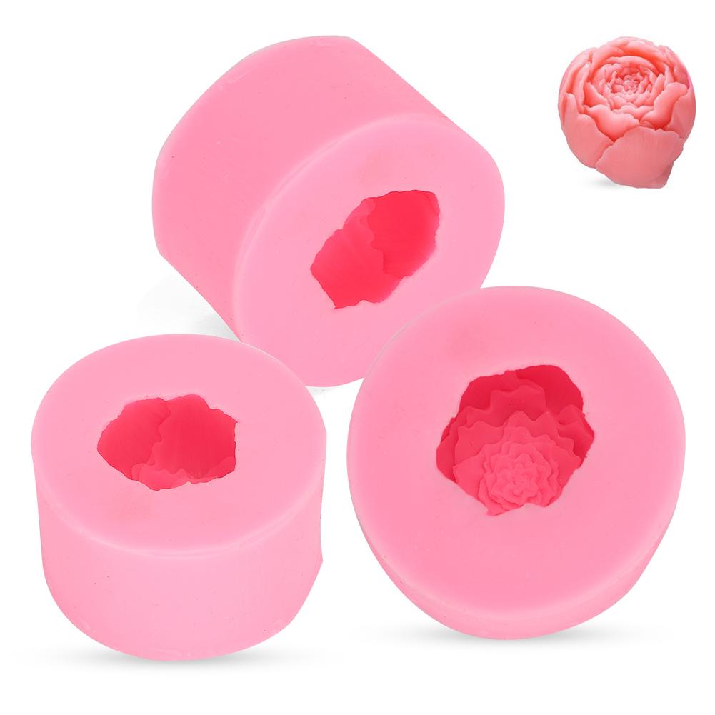 3Pcs Lovely Distinctive Round Flower Shape Cake Candle Soap Silicone Mold DIY Tool Accessories