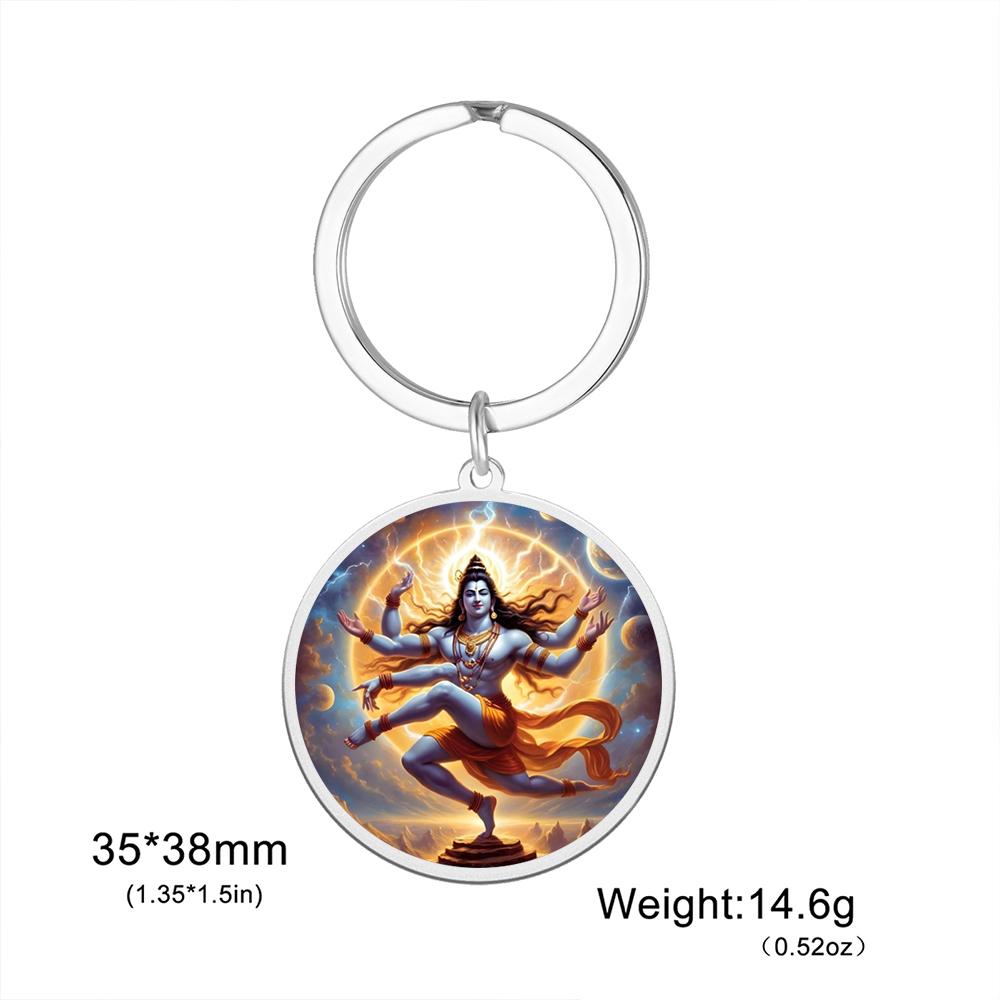 Dawapara Hindu God Amulet Lord Ganesha Keychain Shiva Parvati Pendant UV Carved Spiritual Gift Stainless Steel Yoga Jewelry