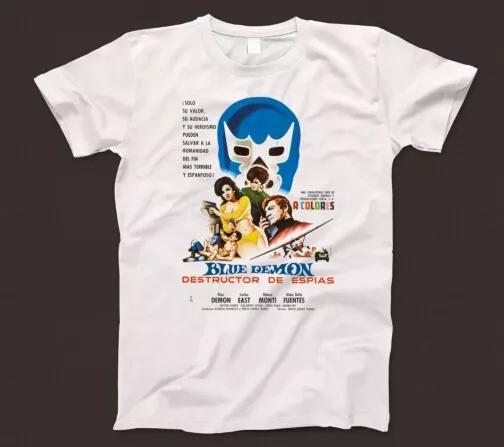 

Blue Demon Poster T Shirt 901 Luchador Retro Mexico Wrestling Santo Destructor XL