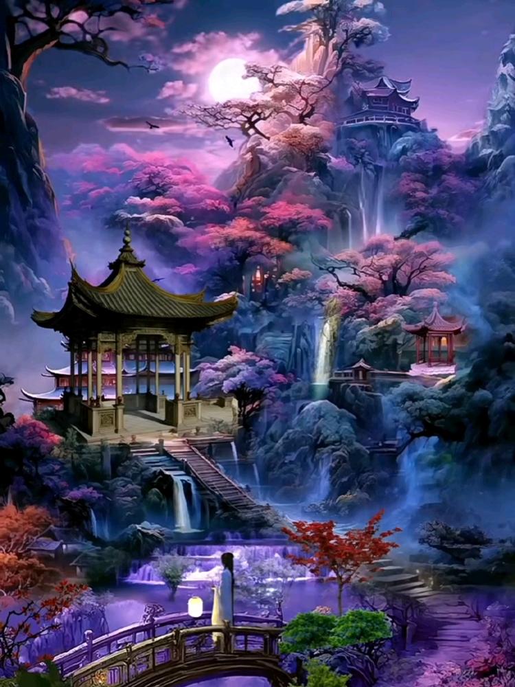 Diamant-Kunstsammlung im chinesischen Stil, Berg-Wasserfall-Landschaft, Kunst, 5D-Diamant-Stickerei, Mosaik, Heimdekoration, Kreuzstickerei