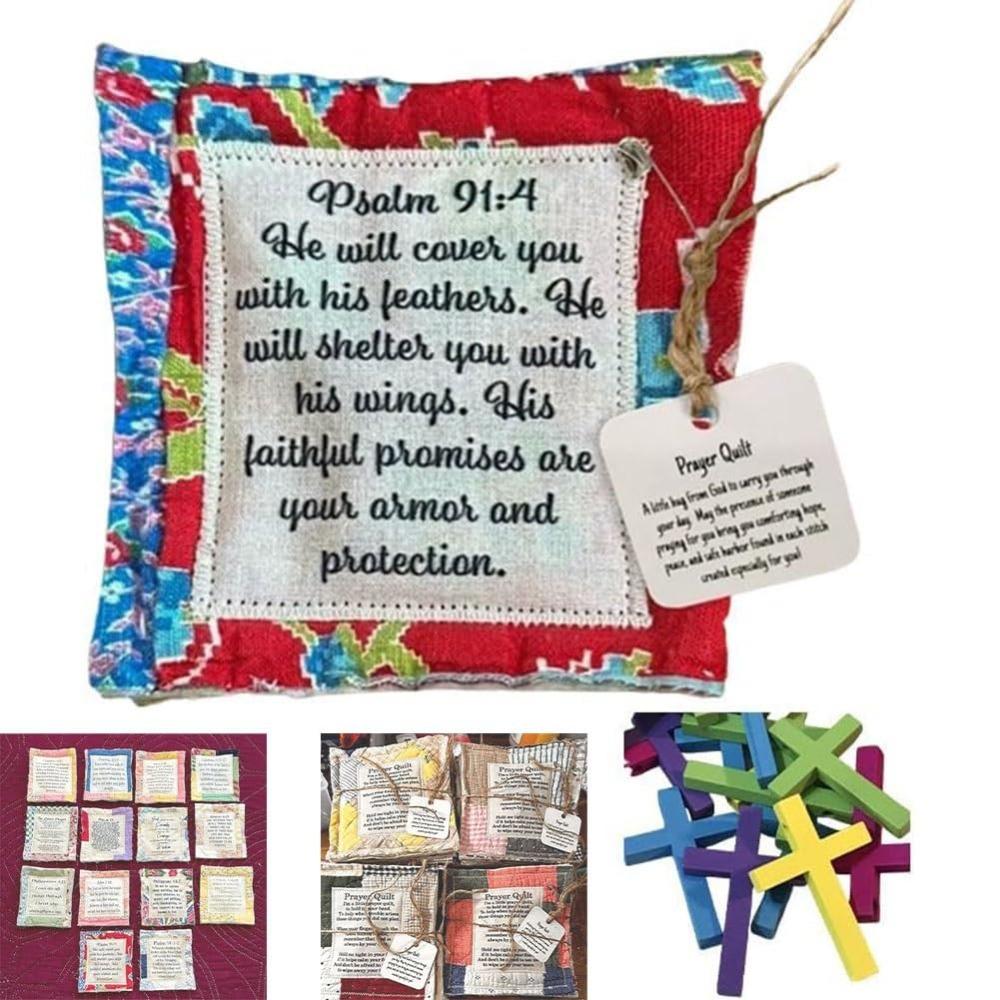 Individually Colorful Quilts Prayer Quilt with Cross Inside Prayer Gifts Handmade Sew Quilt Individually Colorful Pocket