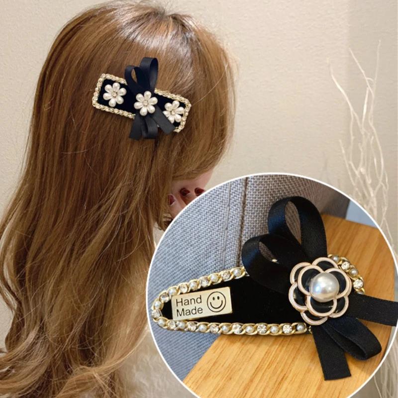 Korean Sweet Camellia Flower BB Hair Clip Perfect for Women Girls Bow Pearl Elegant Jewelry Accessories Barette Cheveux Femme