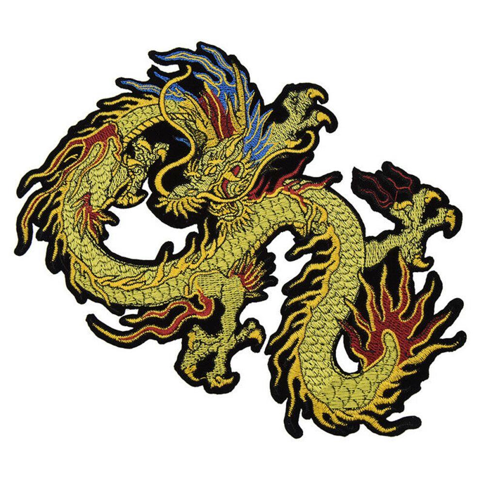 Chinese Dragon Golden Jeans Decoration On Clothes Clothing Accessory Patch Applique DIY