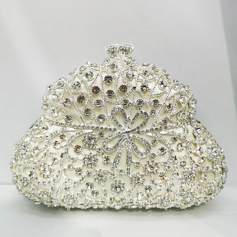 

Gold Rhinestone Little Bow Evening Wedding Bridal Clutches Luxury Women Diamond Party Purse Lady Crystal Dinner Banquet Bags 19cmX13cmX8cm
