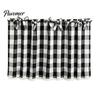 Window Valance with Lace Trim Buffalo Check Valance, Ruffled Curtain And Bows, Small Valances Light Filtering Rod Pocket for Kitchen Living