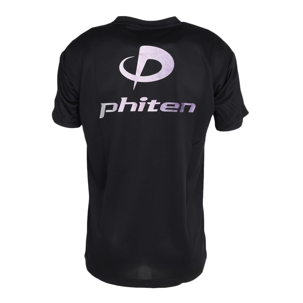 Phiten Volleyball Short Sleeve T-Shirt with Glitter Gradient, Black/Purple, Size L, Men's and Women's, 3125JG66800