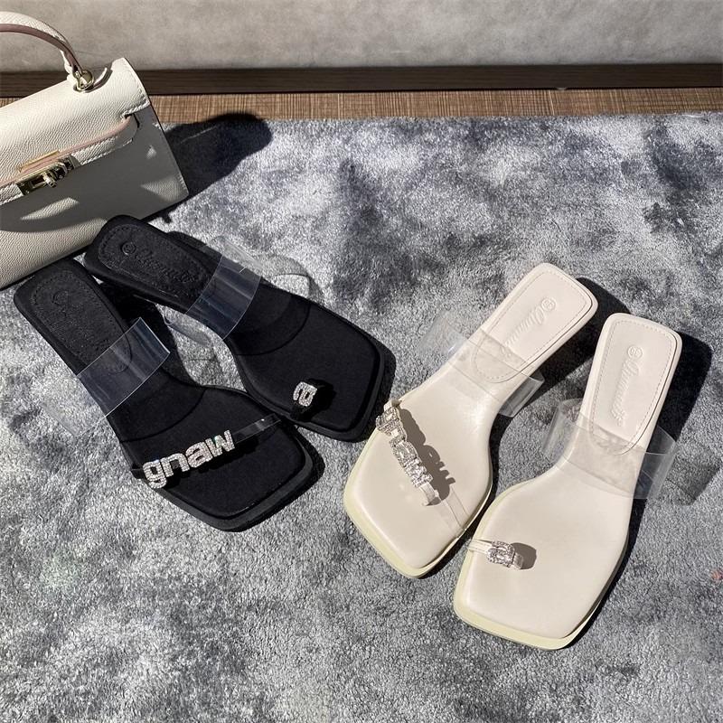 Fashion Shoes Female 2025 Hot Sale Pinch Toe Women's Slippers Fashion Crystal Outdoor New Best Seller Elegant Sweet High Heels Zapatos