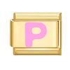 Vintage Y2K Pink 26 English Letters Gold Color Italian Charm Links Fit 9MM Bracelet Stainless Steel Making DIY Christmas Gifts