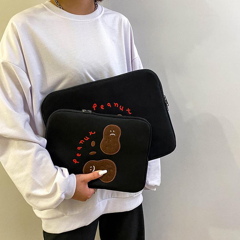 Korean Cute Embroidered Anti-Collision Tablet & iPad Bag with Fleece Lining (11/13/14 Inch)